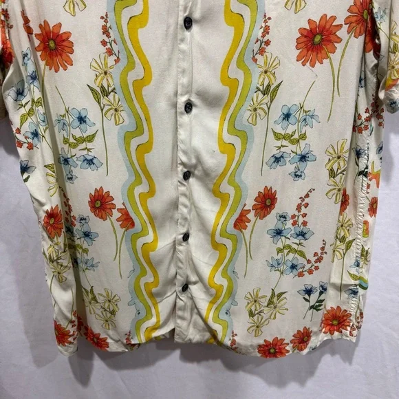 PacSun XL Retro Floral Button Shirt Hippie Pride Rave Festival Vacation Summer - Picture 3 of 12